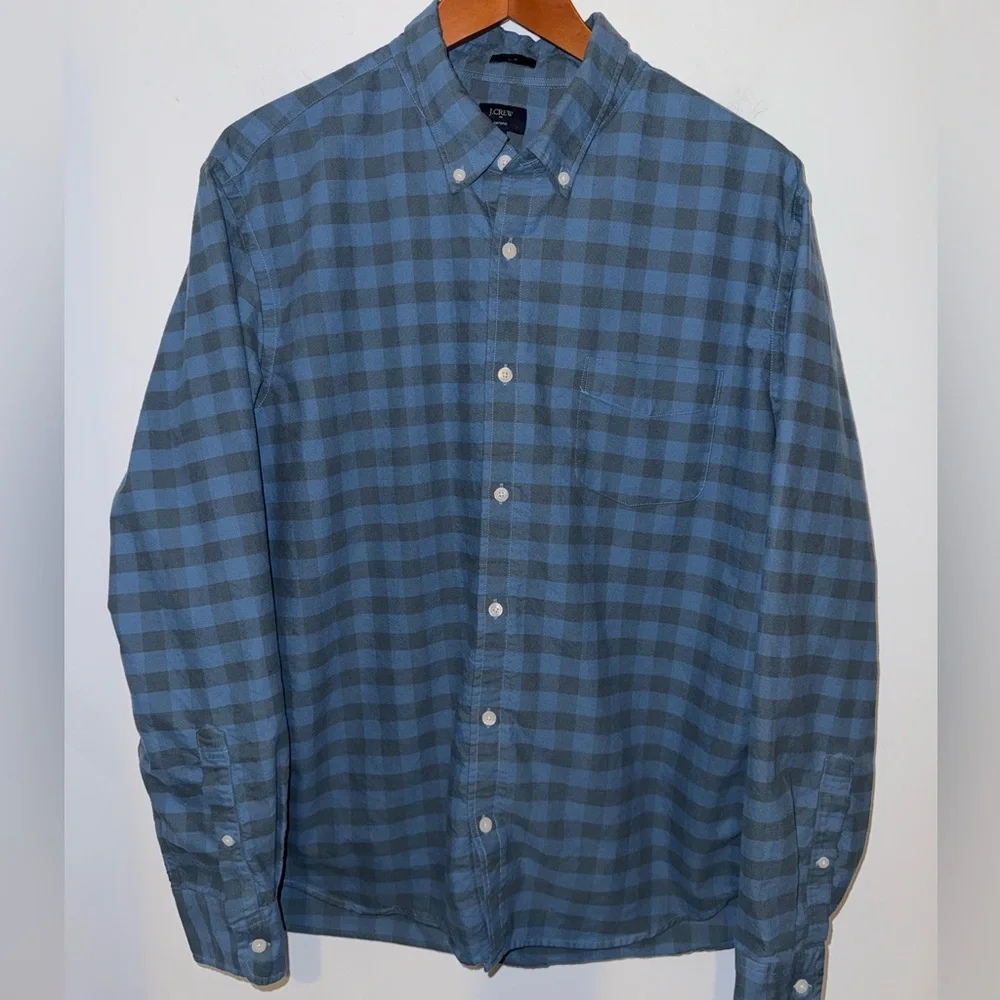 👔 J.Crew Slim Fit Blue Buffalo Check Oxford Shirt XL